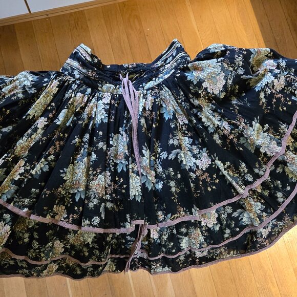 VINTAGE ARTKA HIGH WAISTED DRAWSTRING RUFFLED FULL FLORAL SKIRT S M L - Picture 14 of 16